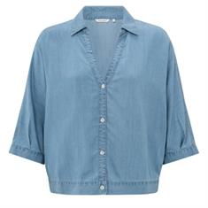 Yaya Chambray top Blauw