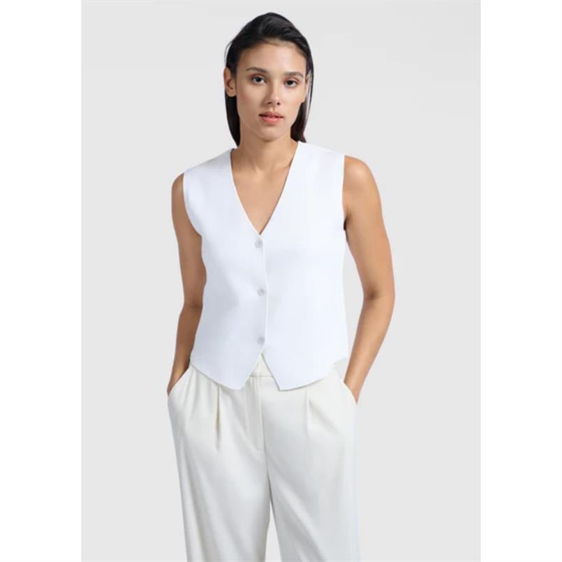 Yaya Clean knitted gilet Wit