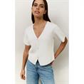 Yaya Clean knitted gilet with sleev Wit