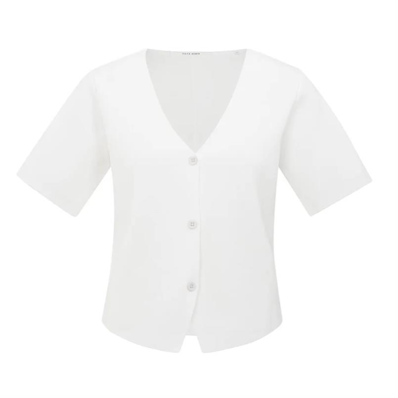 Yaya Clean knitted gilet with sleev Wit