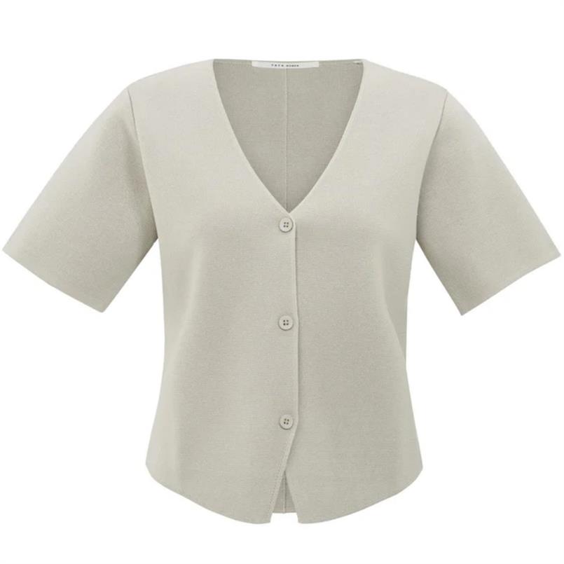 Yaya Clean knitted gilet with sleev Zand