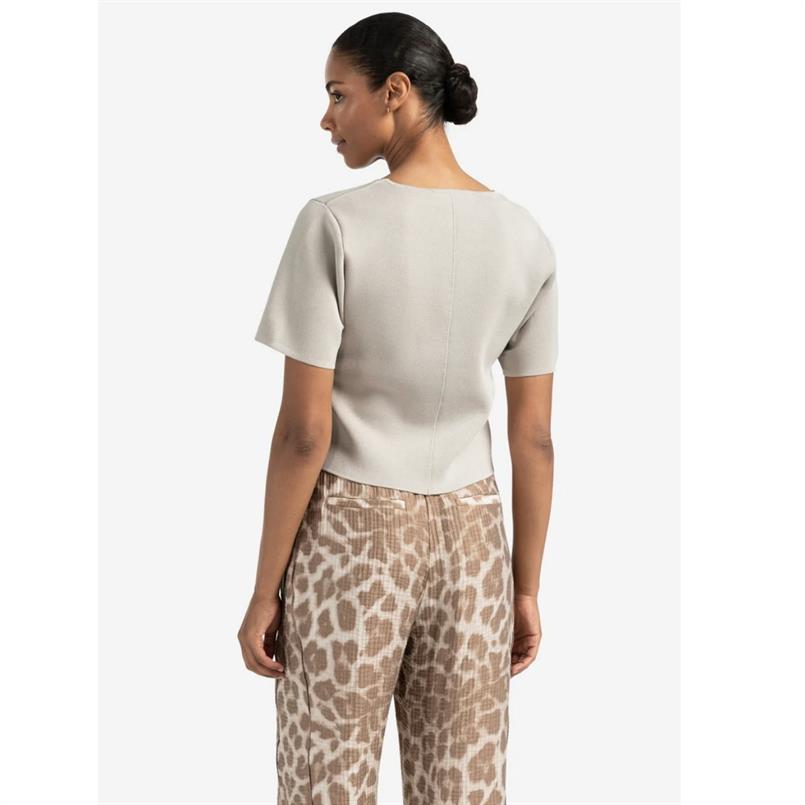 Yaya Clean knitted gilet with sleev Zand
