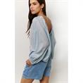 Yaya Crinkle top with low back Lichtblauw