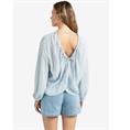 Yaya Crinkle top with low back Lichtblauw