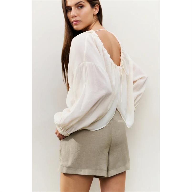 Yaya Crinkle top with low back Transparant