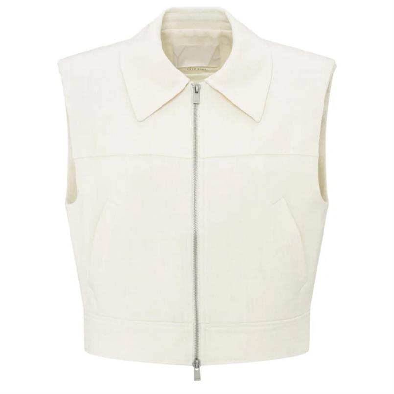 Yaya Cropped sleeveless jacket Zand