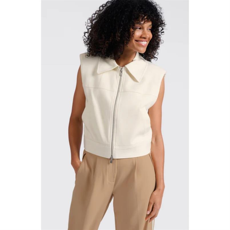 Yaya Cropped sleeveless jacket Zand