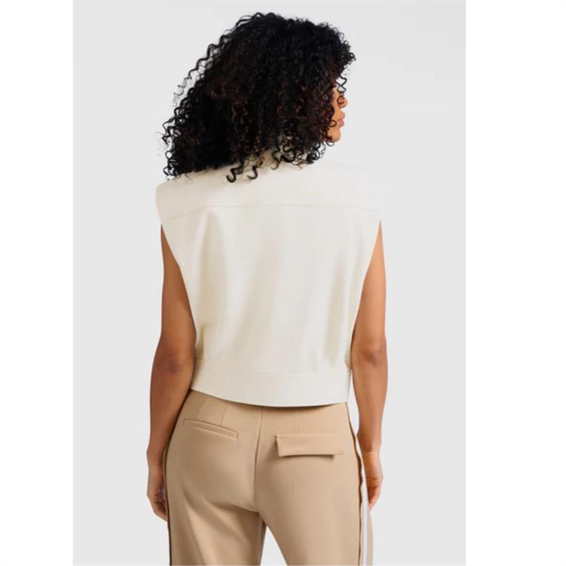 Yaya Cropped sleeveless jacket Zand