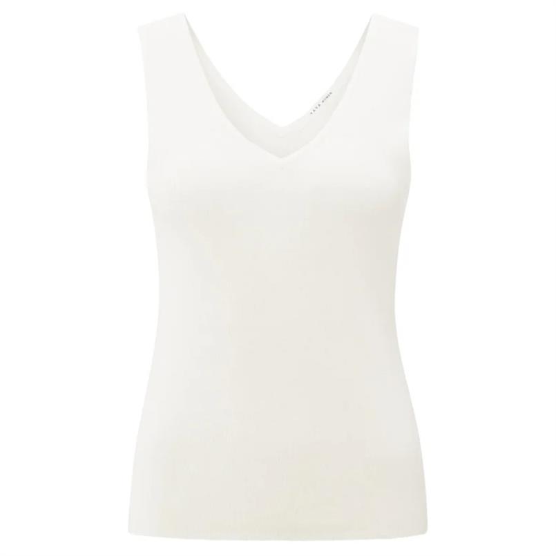 Yaya Fine rib knitted tanktop Wit