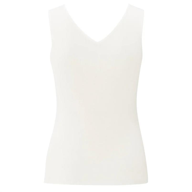 Yaya Fine rib knitted tanktop Wit