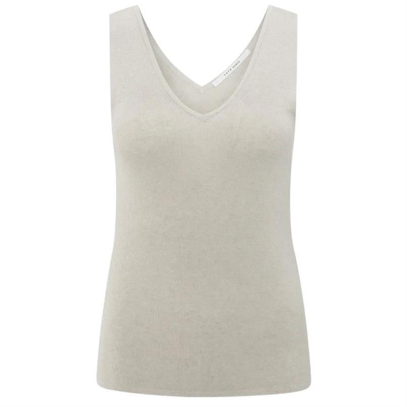 Yaya Fine rib knitted tanktop Zand