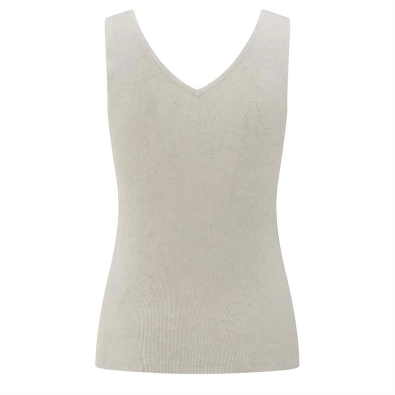 Yaya Fine rib knitted tanktop Zand