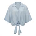 Yaya Knotted crinkle top Lichtblauw