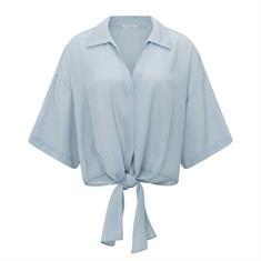 Yaya Knotted crinkle top Lichtblauw