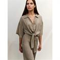 Yaya Knotted crinkle top Taupe