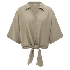 Yaya Knotted crinkle top Taupe