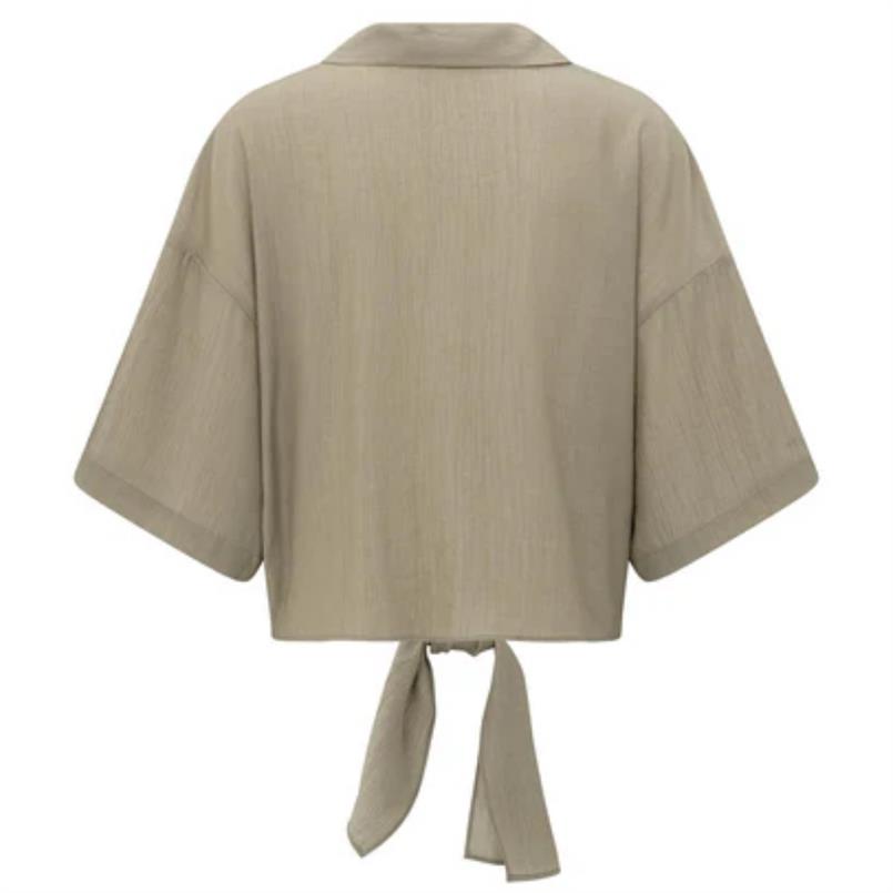 Yaya Knotted crinkle top Taupe