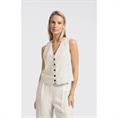 Yaya Linen mix pinstripe gilet Beige