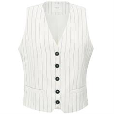 Yaya Linen mix pinstripe gilet Beige