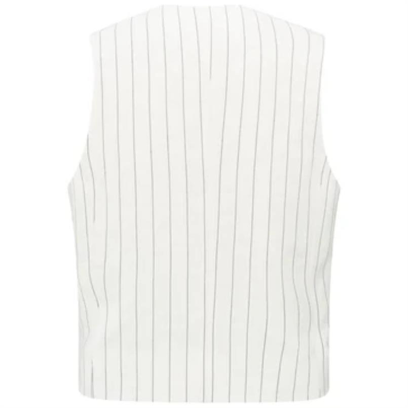 Yaya Linen mix pinstripe gilet Beige