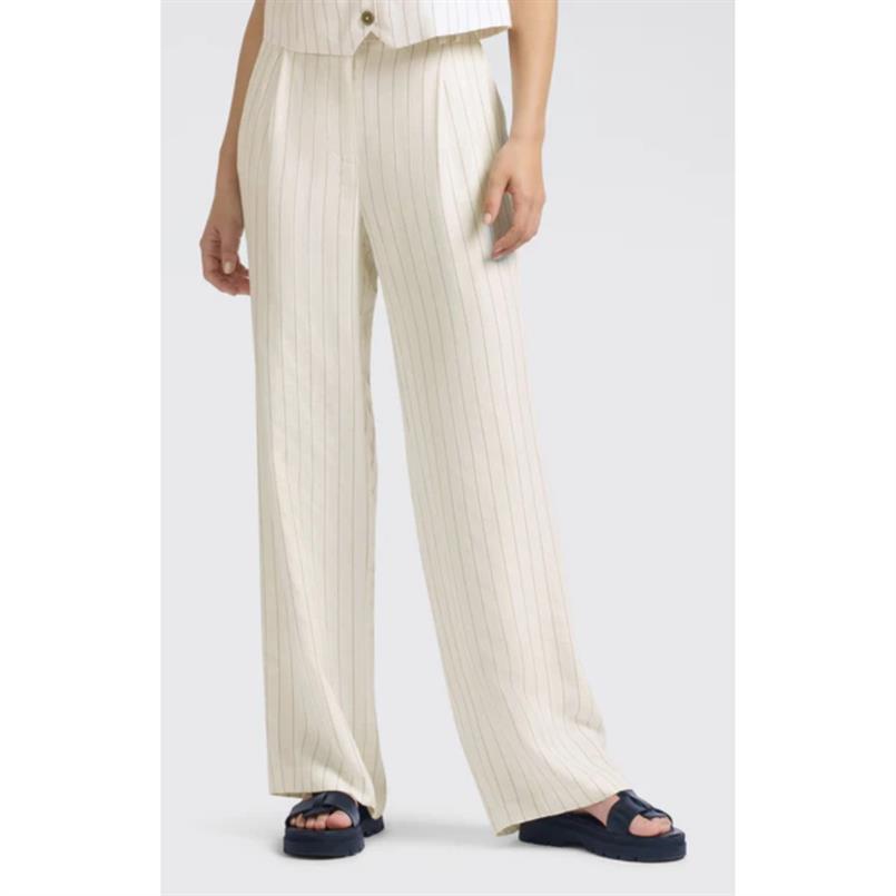 Yaya Linen mix wide leg trousers Beige