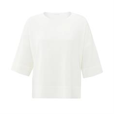 Yaya Oversized fine knitted t-shirt Wit