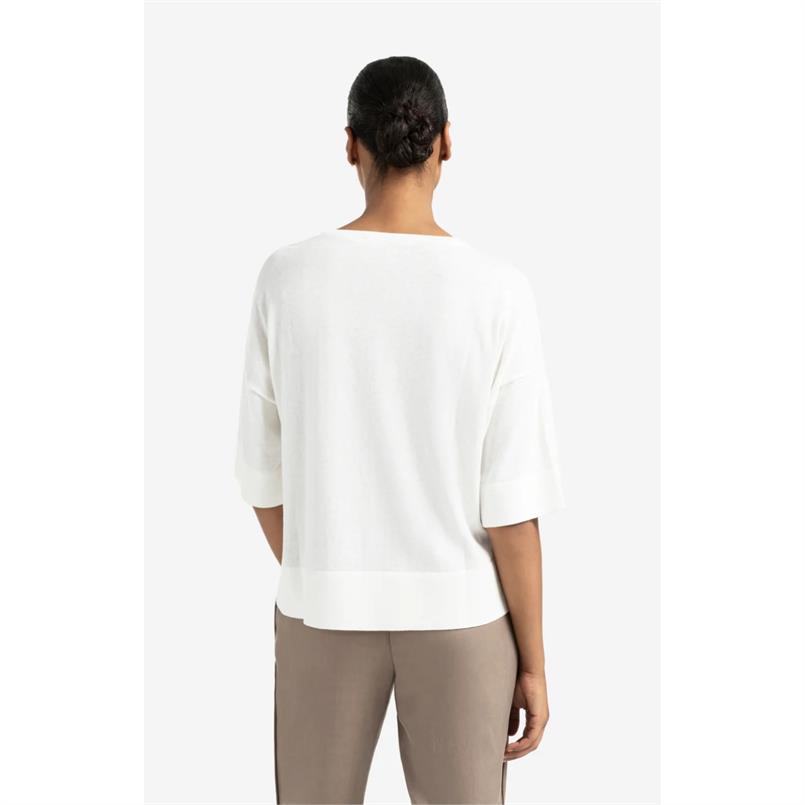 Yaya Oversized fine knitted t-shirt Wit