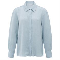 Yaya Oversized shirt w. press butto Lichtblauw