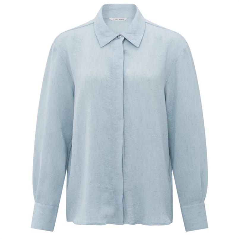 Yaya Oversized shirt w. press butto Lichtblauw