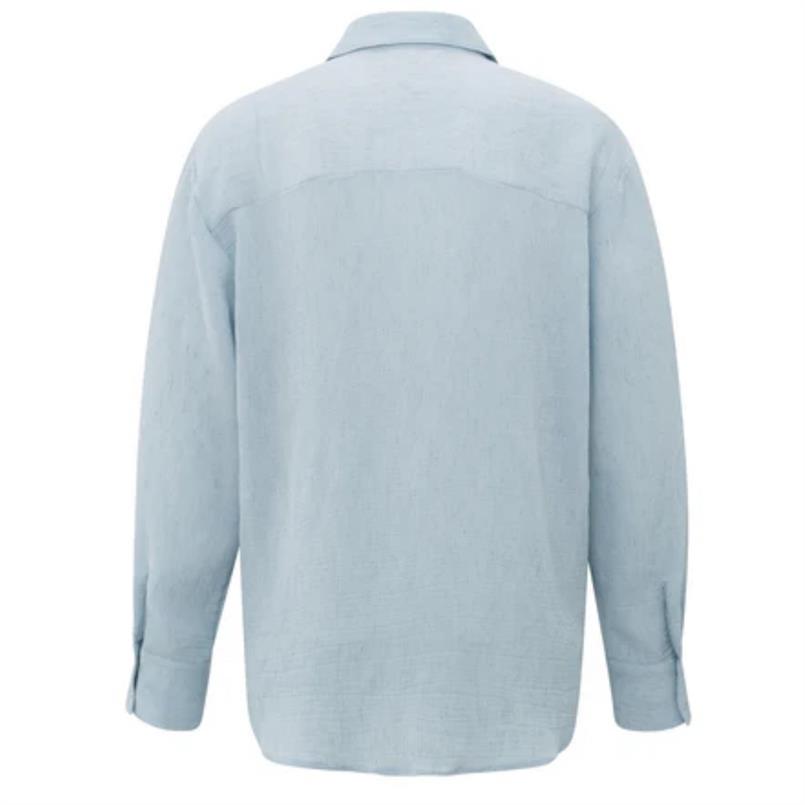 Yaya Oversized shirt w. press butto Lichtblauw