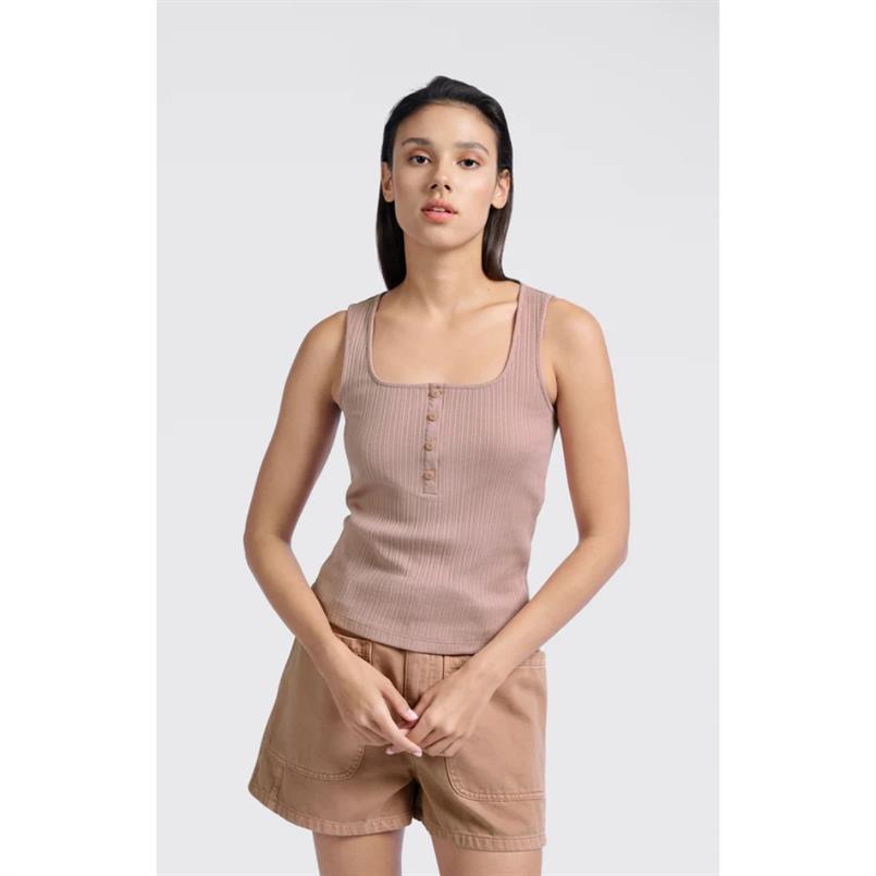 Yaya Rib singlet with buttons Oudroze