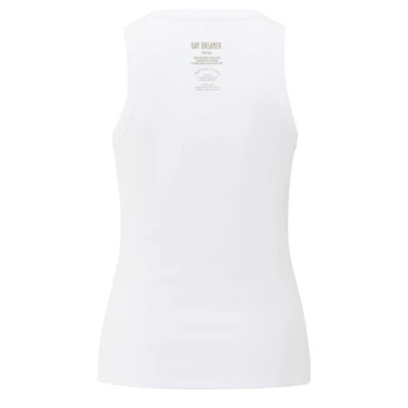Yaya Rib singlet with print at back Wit