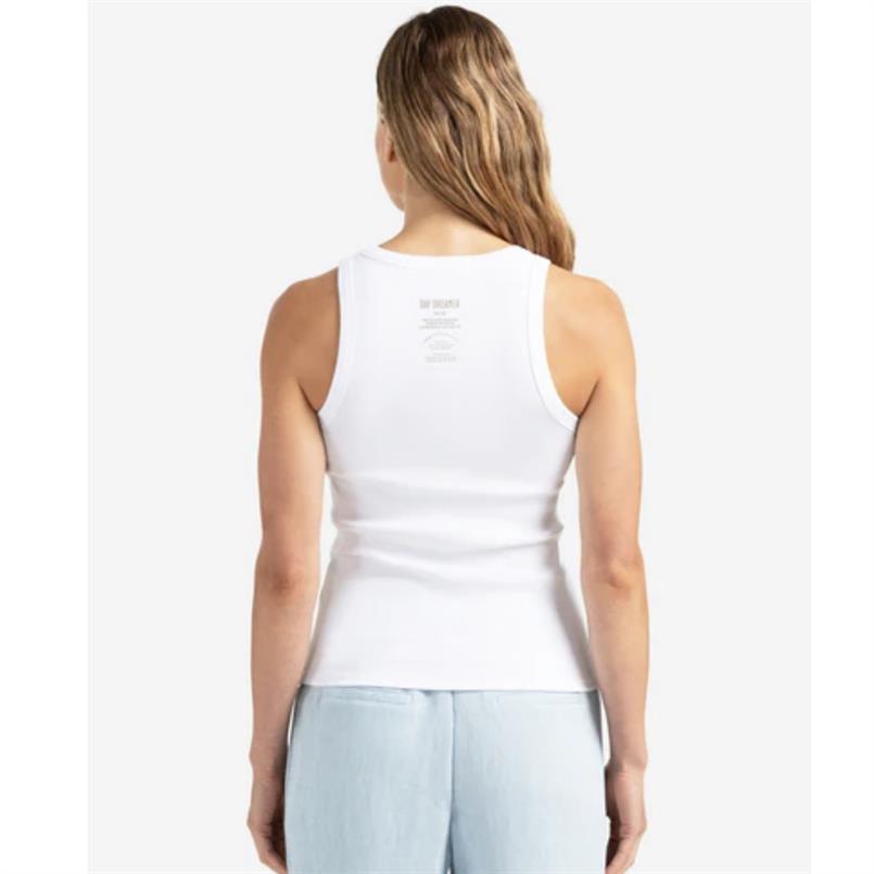 Yaya Rib singlet with print at back Wit