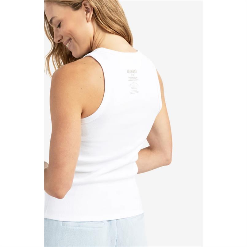 Yaya Rib singlet with print at back Wit