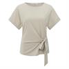 Yaya Round neck top with knot Beige