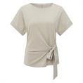 Yaya Round neck top with knot Beige