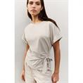 Yaya Round neck top with knot Beige