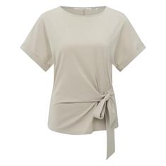 Yaya Round neck top with knot Beige