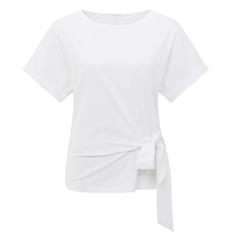 Yaya Round neck top with knot Wit