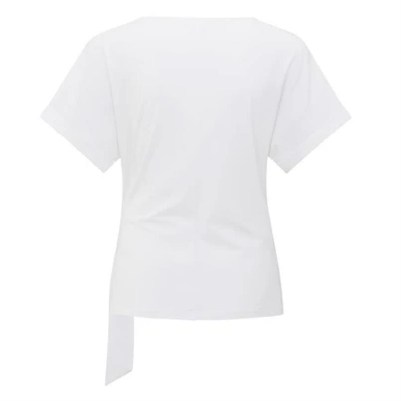 Yaya Round neck top with knot Wit