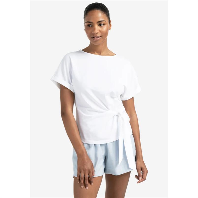Yaya Round neck top with knot Wit
