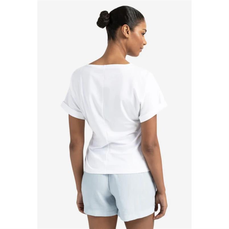 Yaya Round neck top with knot Wit