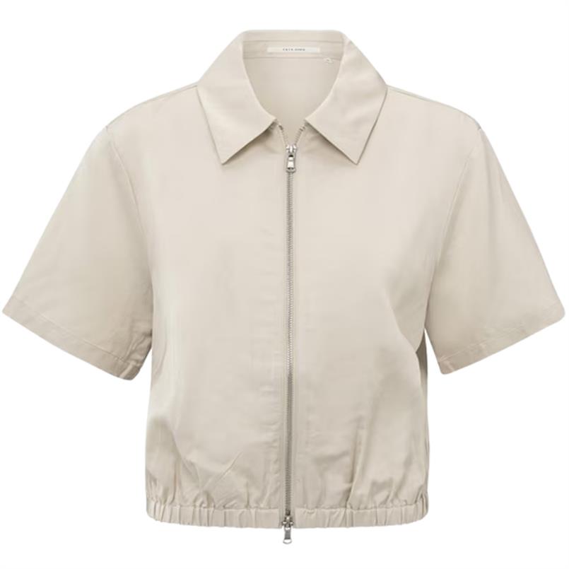 Yaya Satin shortsleeve jacket Zand