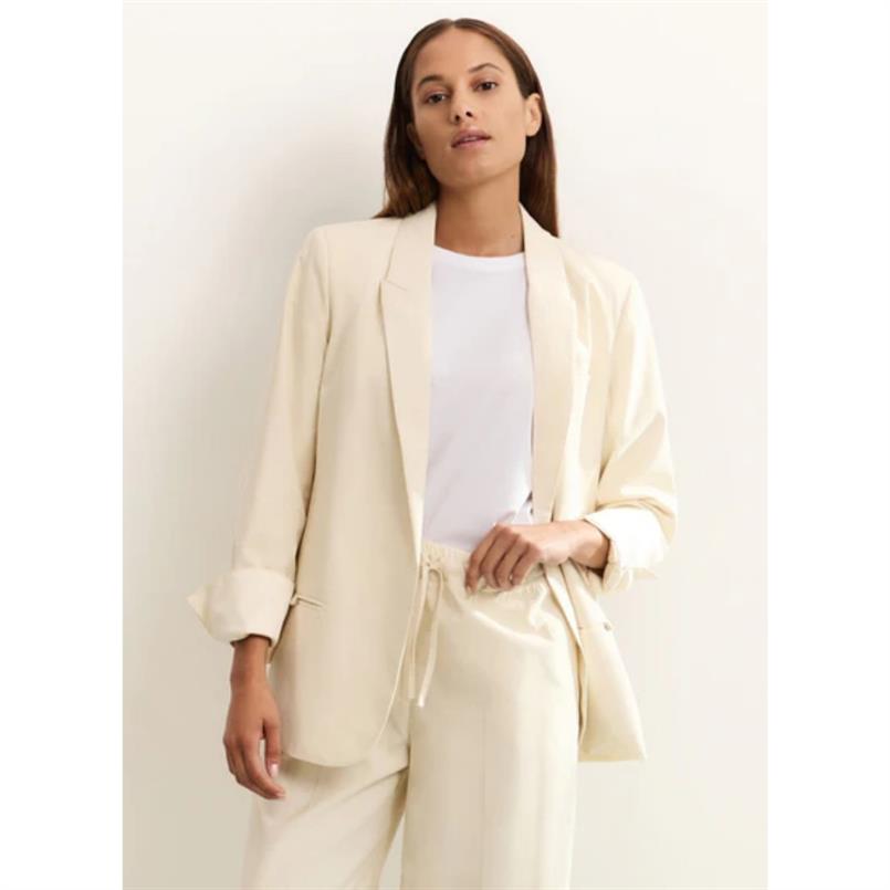 Yaya Woven loose fit blazer Zand