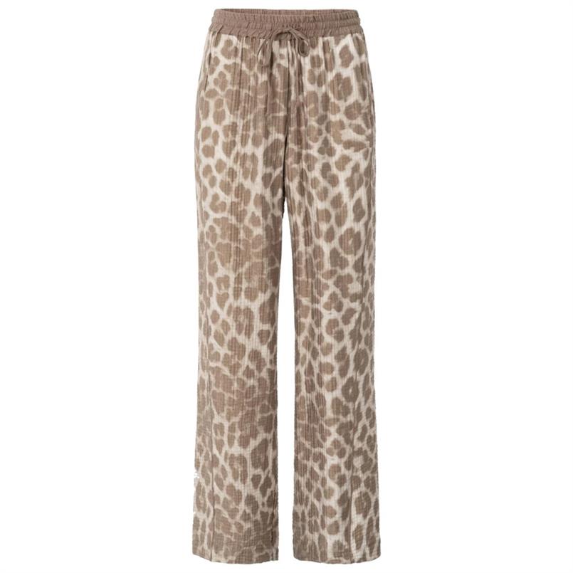 Yaya Woven printed wide leg Bruin dessin