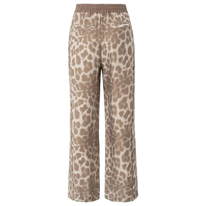 Yaya Woven printed wide leg Bruin dessin