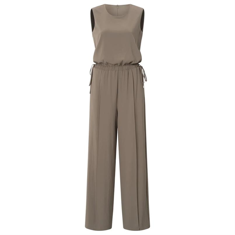 Yaya Woven sleeveless jumpsuit Taupe