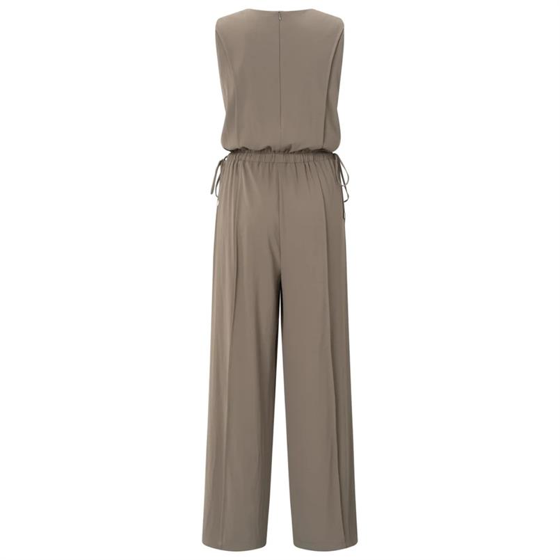Yaya Woven sleeveless jumpsuit Taupe
