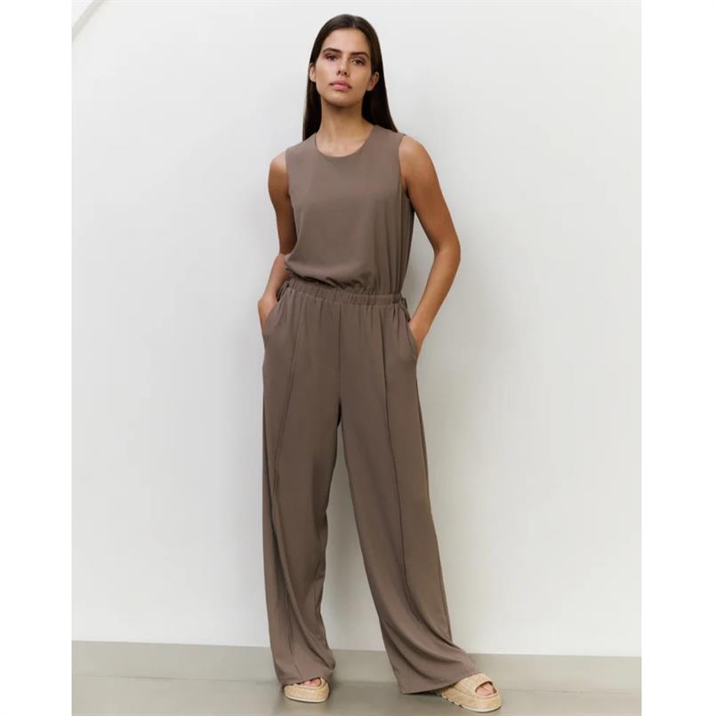 Yaya Woven sleeveless jumpsuit Taupe