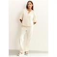 Yaya Woven straight flared trousers Zand